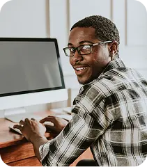 Developer at screens